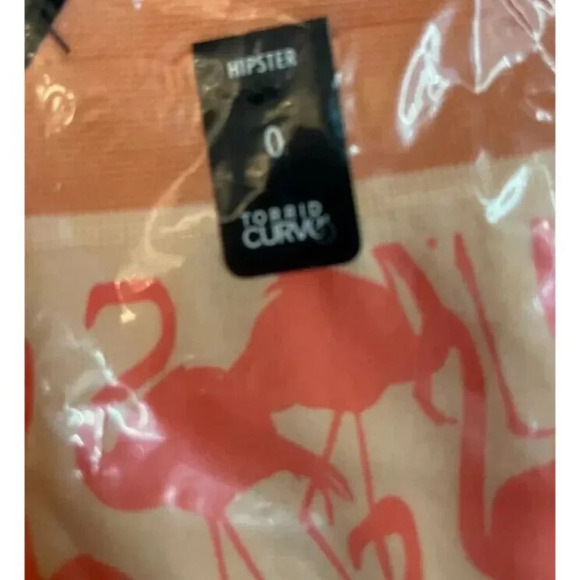 Torrid 0 Orange Coral Flamingo Print Stretch Waistband Seamless Hipster Panties - Picture 5 of 5